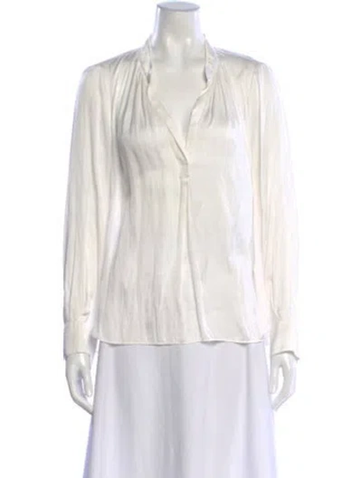 Pre-owned Zadig & Voltaire V-neck Long Sleeve Blouse In Neutral