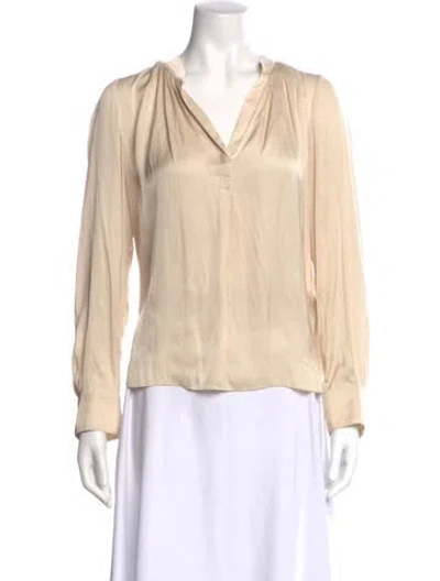 Pre-owned Zadig & Voltaire V-neck Long Sleeve Blouse In Neutral