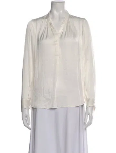Pre-owned Zadig & Voltaire V-neck Long Sleeve Blouse In Neutral