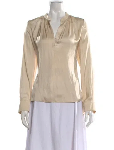 Pre-owned Zadig & Voltaire V-neck Long Sleeve Blouse In Neutral