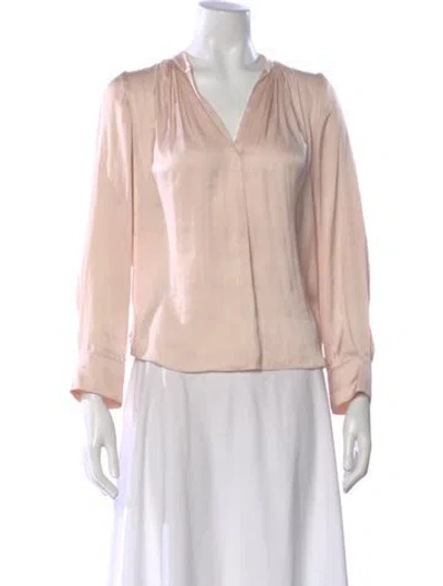 Pre-owned Zadig & Voltaire V-neck Long Sleeve Blouse In Neutral