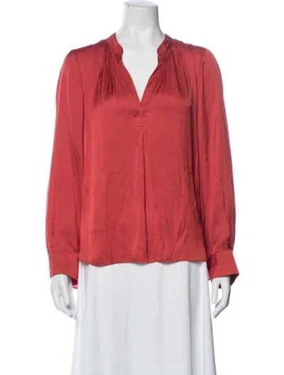 Pre-owned Zadig & Voltaire V-neck Long Sleeve Blouse In Orange