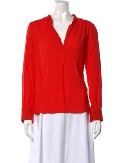 Pre-owned Zadig & Voltaire V-neck Long Sleeve Blouse In Orange