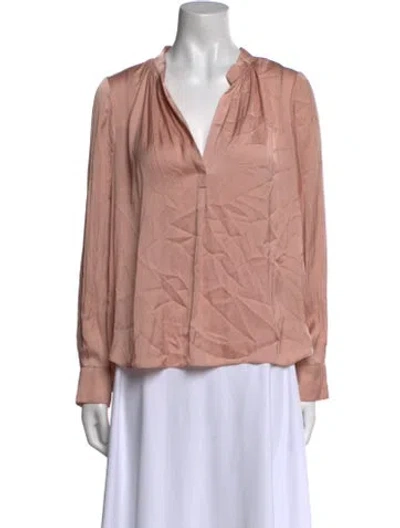 Pre-owned Zadig & Voltaire V-neck Long Sleeve Blouse In Pink