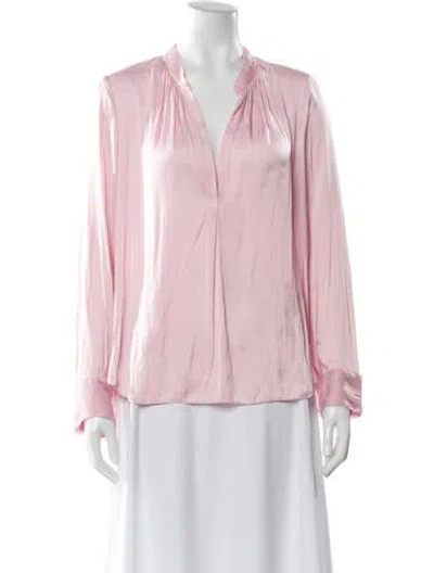 Pre-owned Zadig & Voltaire V-neck Long Sleeve Blouse In Pink