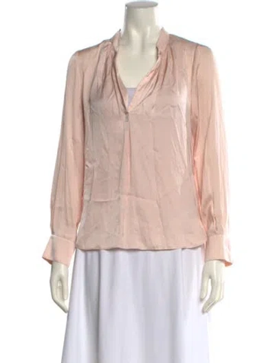 Pre-owned Zadig & Voltaire V-neck Long Sleeve Blouse In Pink