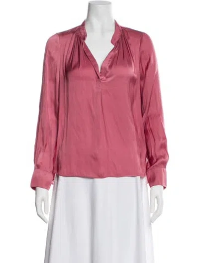 Pre-owned Zadig & Voltaire V-neck Long Sleeve Blouse In Pink