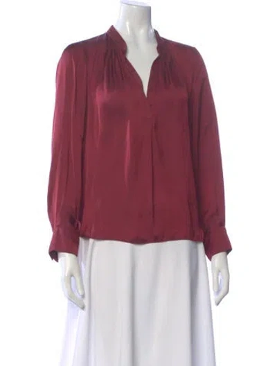 Pre-owned Zadig & Voltaire V-neck Long Sleeve Blouse In Pink