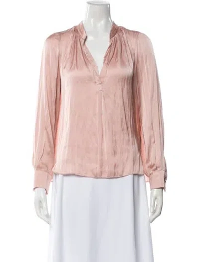 Pre-owned Zadig & Voltaire V-neck Long Sleeve Blouse In Pink