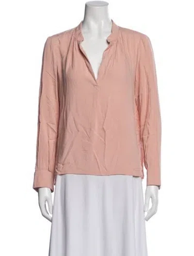 Pre-owned Zadig & Voltaire V-neck Long Sleeve Blouse In Pink