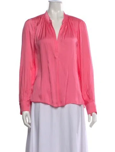 Pre-owned Zadig & Voltaire V-neck Long Sleeve Blouse In Pink