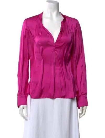 Pre-owned Zadig & Voltaire V-neck Long Sleeve Blouse In Pink