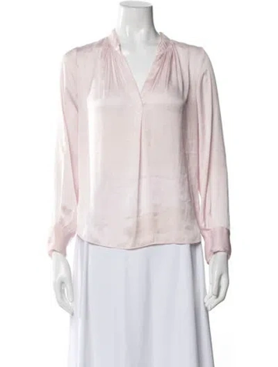 Pre-owned Zadig & Voltaire V-neck Long Sleeve Blouse In Pink