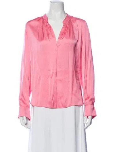 Pre-owned Zadig & Voltaire V-neck Long Sleeve Blouse In Pink