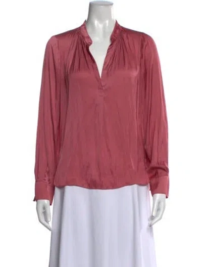 Pre-owned Zadig & Voltaire V-neck Long Sleeve Blouse In Pink