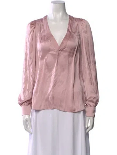 Pre-owned Zadig & Voltaire V-neck Long Sleeve Blouse In Pink