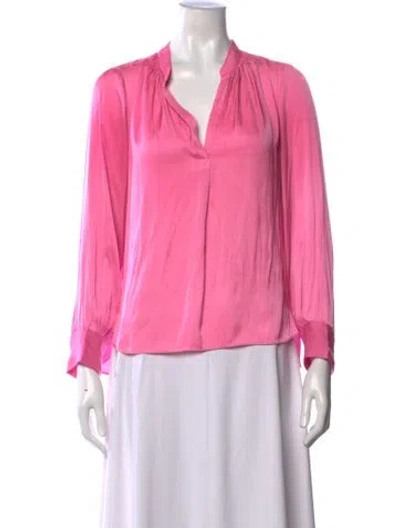 Pre-owned Zadig & Voltaire V-neck Long Sleeve Blouse In Pink