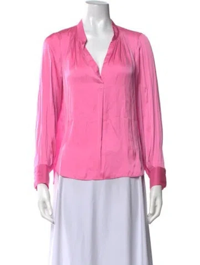 Pre-owned Zadig & Voltaire V-neck Long Sleeve Blouse In Pink