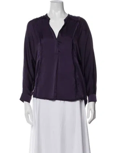 Pre-owned Zadig & Voltaire V-neck Long Sleeve Blouse In Purple