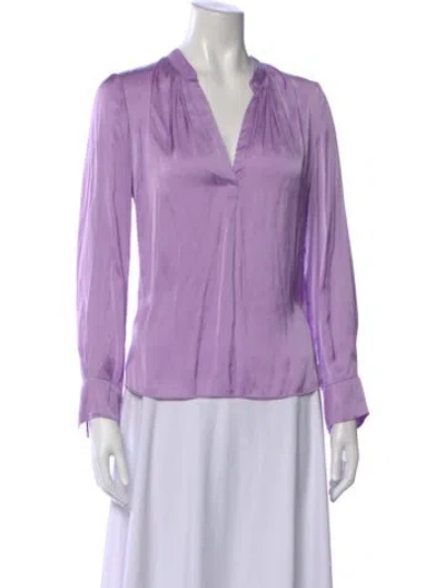 Pre-owned Zadig & Voltaire V-neck Long Sleeve Blouse In Purple