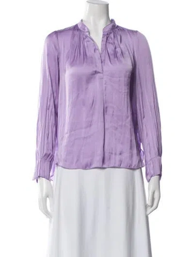 Pre-owned Zadig & Voltaire V-neck Long Sleeve Blouse In Purple