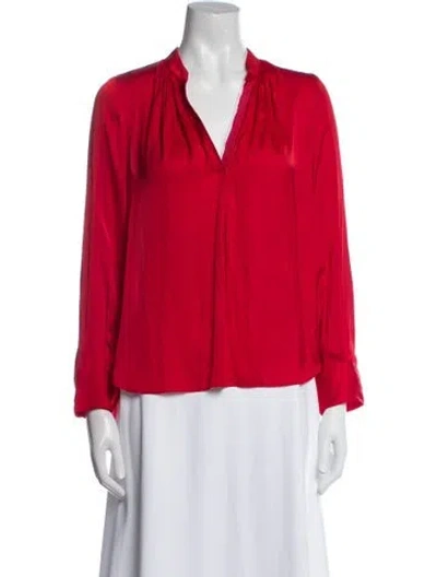 Pre-owned Zadig & Voltaire V-neck Long Sleeve Blouse In Red