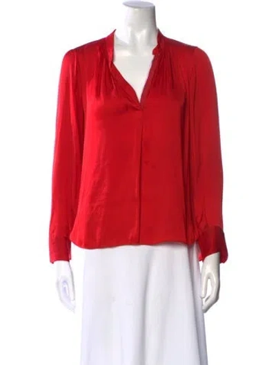 Pre-owned Zadig & Voltaire V-neck Long Sleeve Blouse In Red