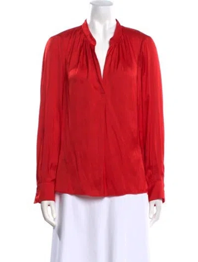 Pre-owned Zadig & Voltaire V-neck Long Sleeve Blouse In Red