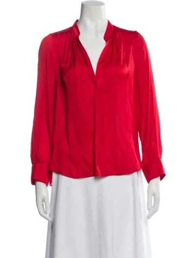 Pre-owned Zadig & Voltaire V-neck Long Sleeve Blouse In Red