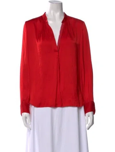 Pre-owned Zadig & Voltaire V-neck Long Sleeve Blouse In Red
