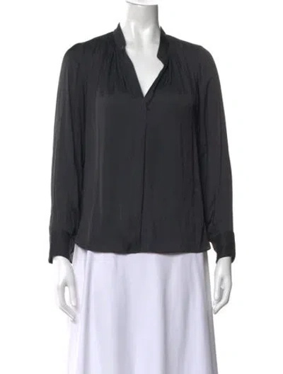 Pre-owned Zadig & Voltaire V-neck Long Sleeve Blouse W/ Tags In Black