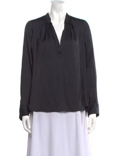 Pre-owned Zadig & Voltaire V-neck Long Sleeve Blouse W/ Tags In Black