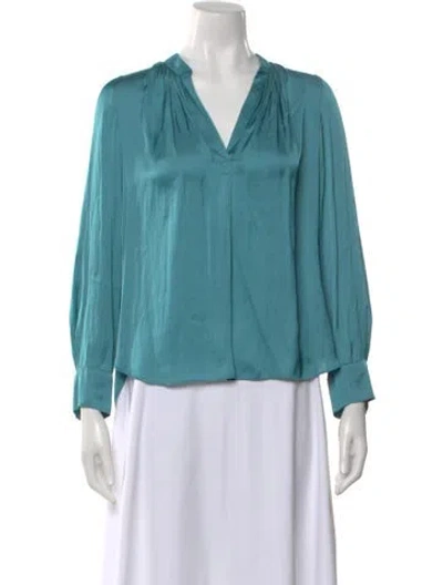 Pre-owned Zadig & Voltaire V-neck Long Sleeve Blouse W/ Tags In Blue