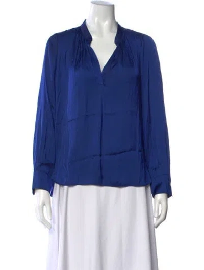 Pre-owned Zadig & Voltaire V-neck Long Sleeve Blouse W/ Tags In Blue