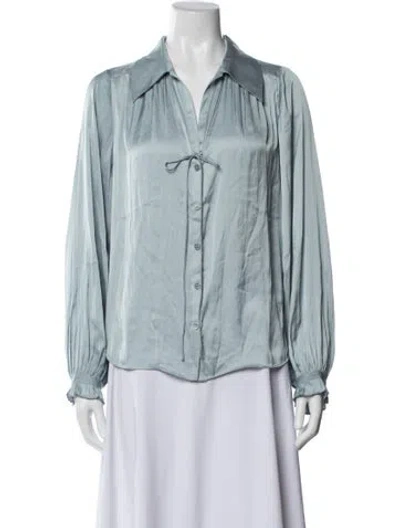 Pre-owned Zadig & Voltaire V-neck Long Sleeve Blouse W/ Tags In Blue