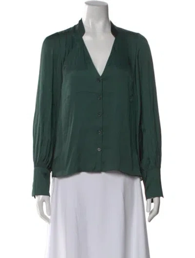 Pre-owned Zadig & Voltaire V-neck Long Sleeve Blouse W/ Tags In Green
