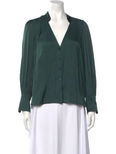 Pre-owned Zadig & Voltaire V-neck Long Sleeve Blouse W/ Tags In Green