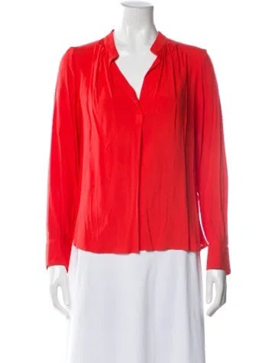Pre-owned Zadig & Voltaire V-neck Long Sleeve Blouse W/ Tags In Orange