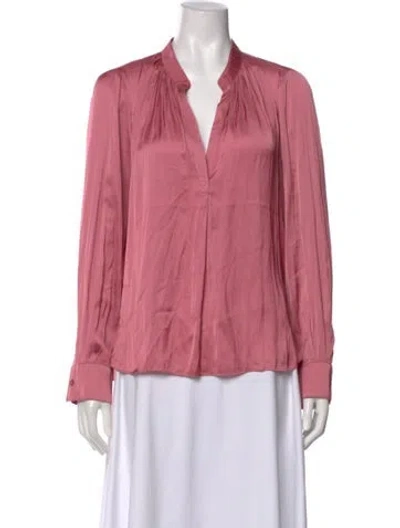 Pre-owned Zadig & Voltaire V-neck Long Sleeve Blouse W/ Tags In Pink