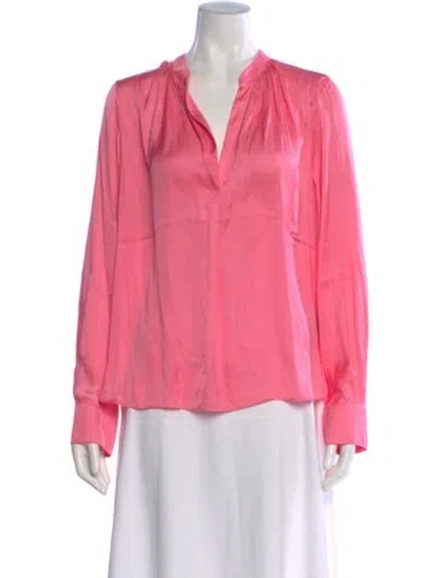 Pre-owned Zadig & Voltaire V-neck Long Sleeve Blouse W/ Tags In Pink