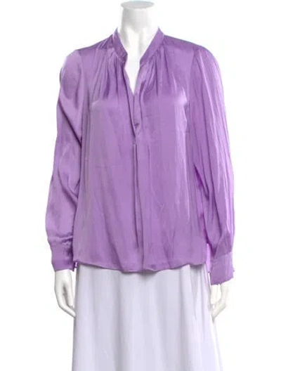 Pre-owned Zadig & Voltaire V-neck Long Sleeve Blouse W/ Tags In Purple