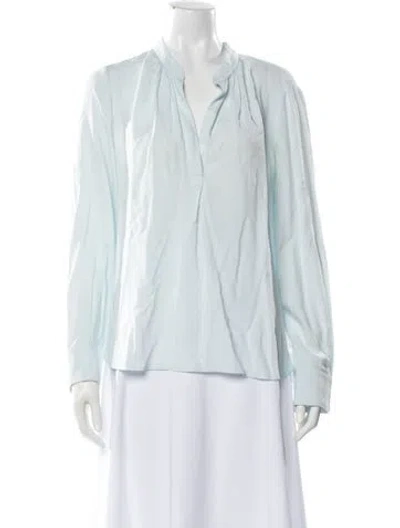 Pre-owned Zadig & Voltaire V-neck Long Sleeve Blouse In White