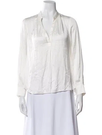 Pre-owned Zadig & Voltaire V-neck Long Sleeve Blouse In White