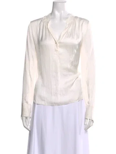 Pre-owned Zadig & Voltaire V-neck Long Sleeve Blouse In White