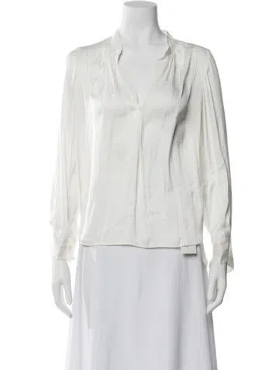 Pre-owned Zadig & Voltaire V-neck Long Sleeve Blouse In White