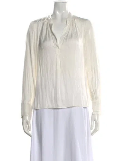 Pre-owned Zadig & Voltaire V-neck Long Sleeve Blouse In White