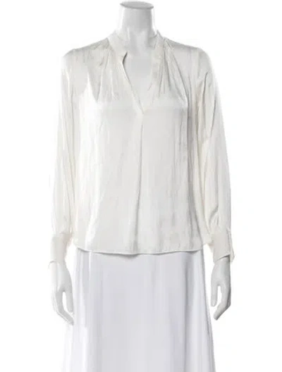 Pre-owned Zadig & Voltaire V-neck Long Sleeve Blouse In White