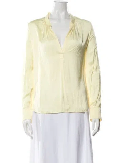 Pre-owned Zadig & Voltaire V-neck Long Sleeve Blouse In Yellow