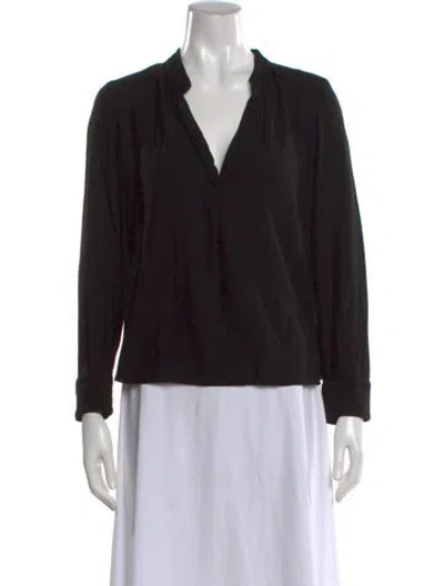 Pre-owned Zadig & Voltaire V-neck Long Sleeve Top In Black