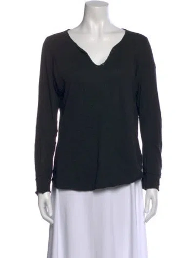 Pre-owned Zadig & Voltaire V-neck Long Sleeve Top In Black